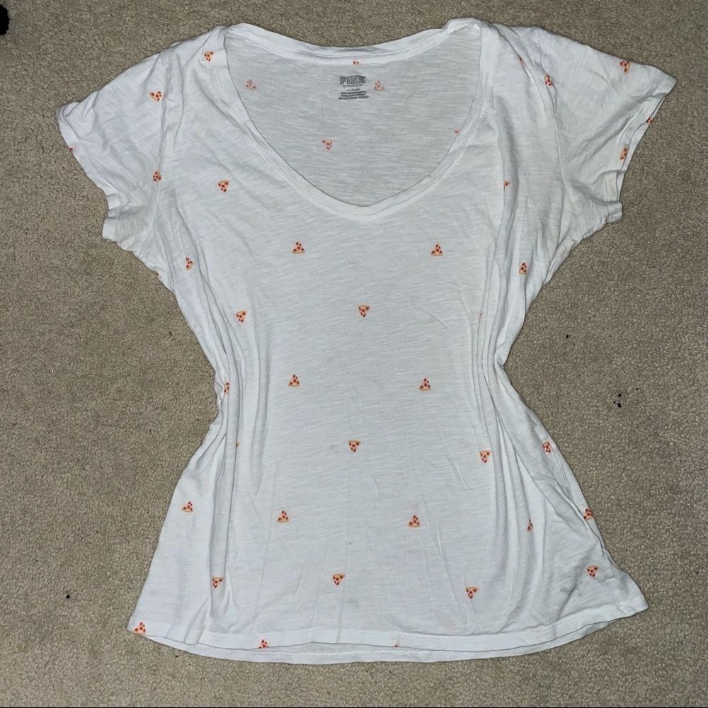 Victoria’s Secret white T-shirt with pizza pattern - Picture 2 of 7